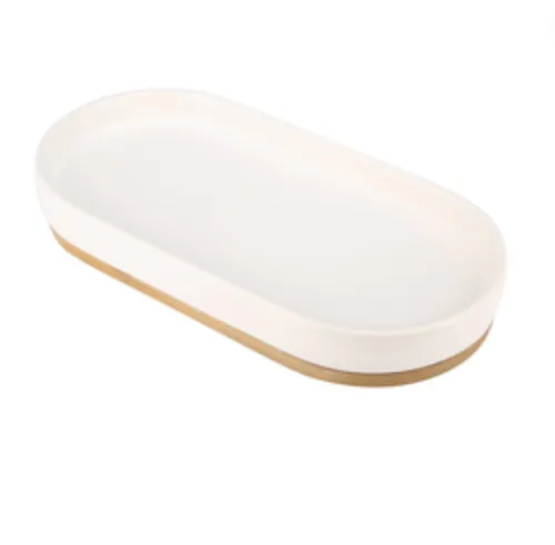 Ceramic white bamboo oval platter