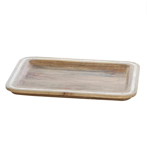 Mango Wood Rectangle Inlay Tray Large