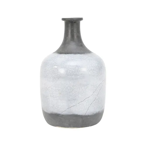 Ceramic grey crackle vase large