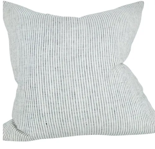 Black pinstripe feather cushion