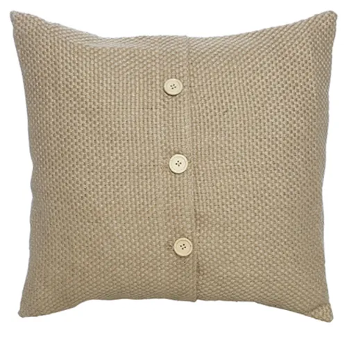 Sand Jute button reversable poly cushion dark