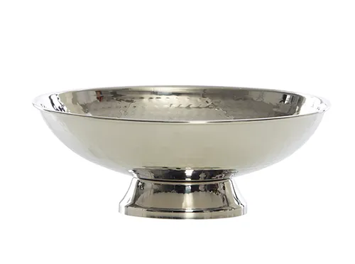 Beaten Nickel Footed Bowl 