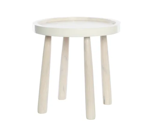 Wooden light pink side table round