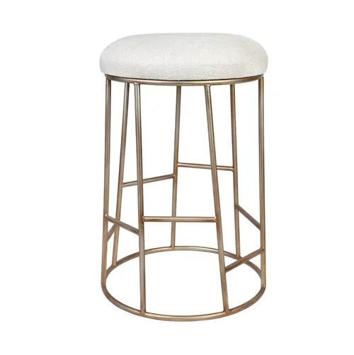 Natural Linen Gold Steel Barstool