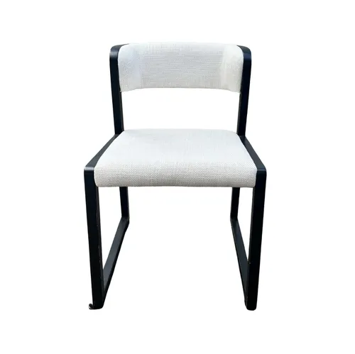 Ashlee Black Frame ,White Upholstered Dining Chair