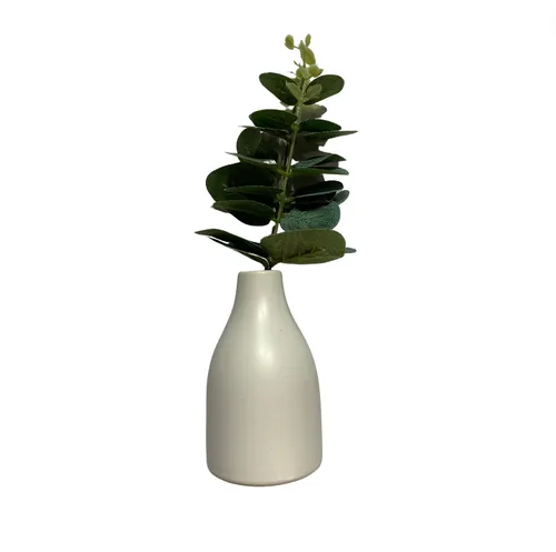 White vase with plant 