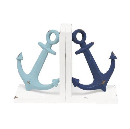 Resin Blue, White Anchor Bookends