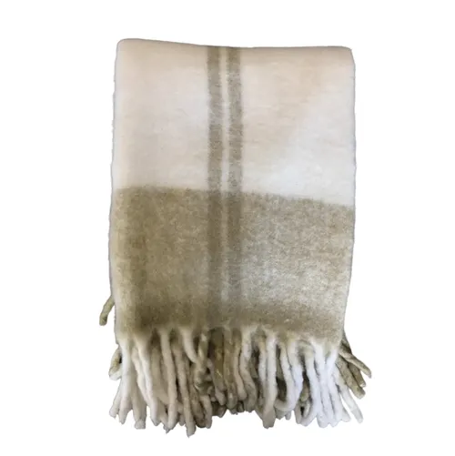 Green Wool check throw