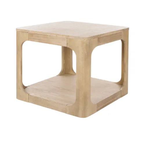 Natural Wash Wooden Side Table Square