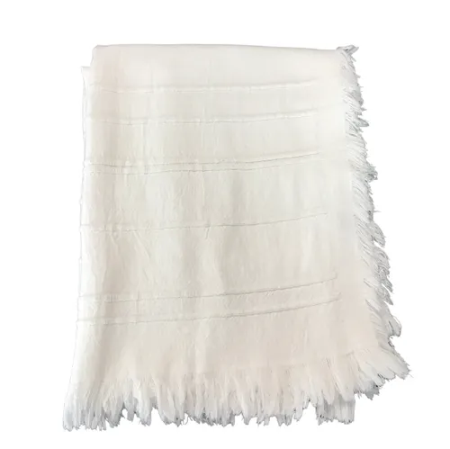 White plain stripe throw