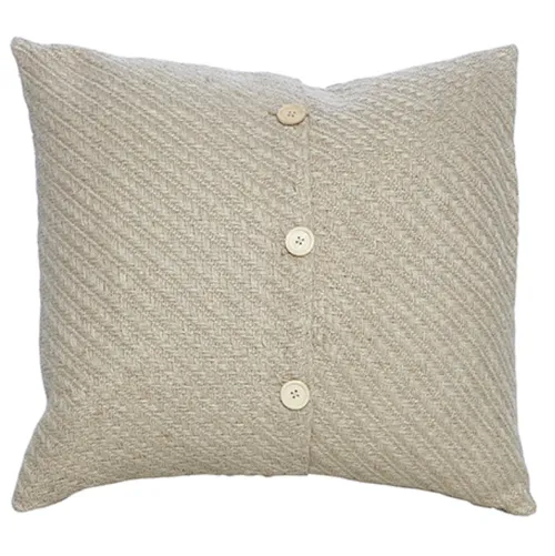 Sand Jute button reversable poly cushion light