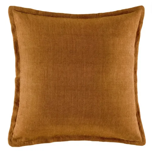 Rust linen feather cushion