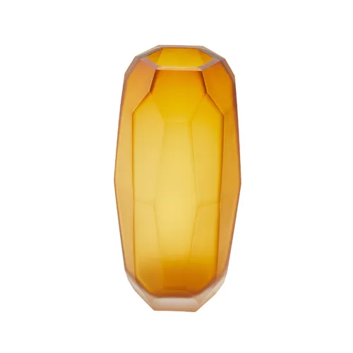 Etched Glass Vase Yellow