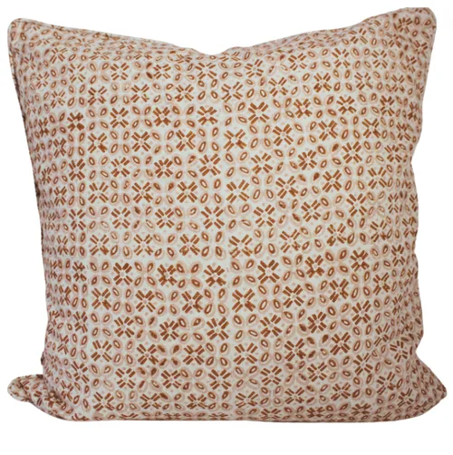 Walter rust crosses block print feather cushion