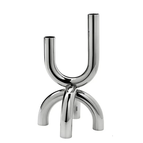 Silver Metal Candle Holder Curved