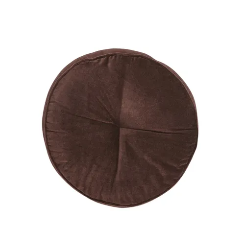 Brown Round Velvet Cushion