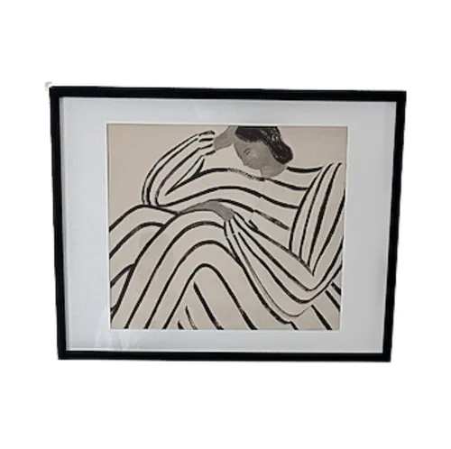 Black Stripe Lady Glass Artwork