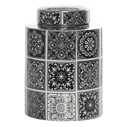 Blk / wht check ginger jar tall