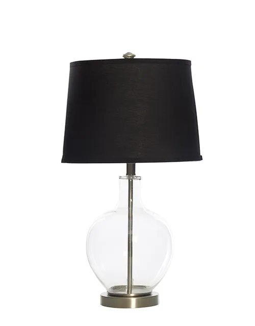 Glass base lamp blk shade