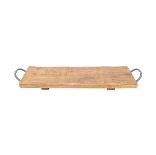 Rubber Wood Rectangle Handle Tray Small