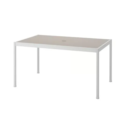 White/Beige Metal Outdoor Dining Table