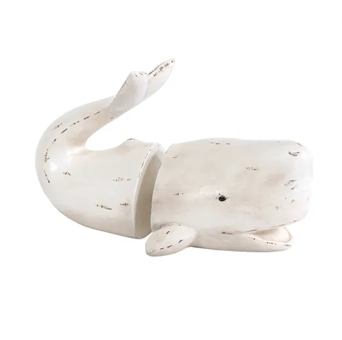 Resin Whitewash Whale Bookend 