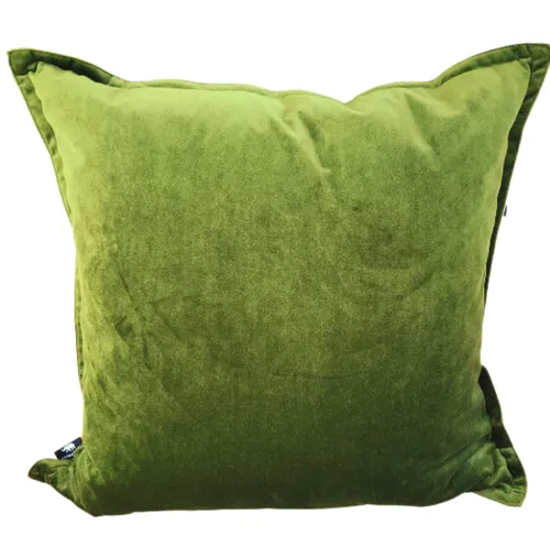 Green bright velvet feather cushion 