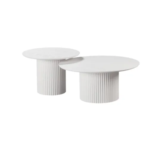 Bianca Round White Coffee Table Set 2 