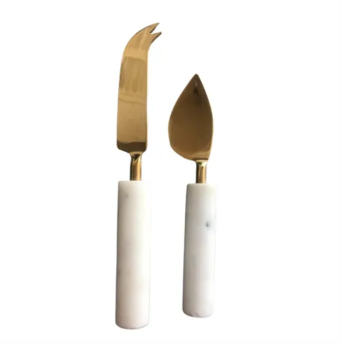 Marble & Gold Cheese Knives Set