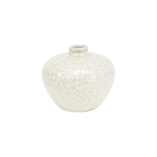 Ceramic cream dimple vase small