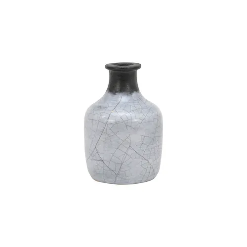 Ceramic grey crackle vase small