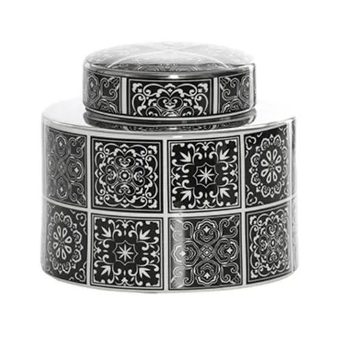 Blk / wht check ginger jar wide