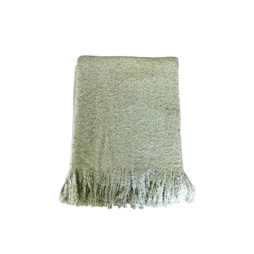 Green boucle throw