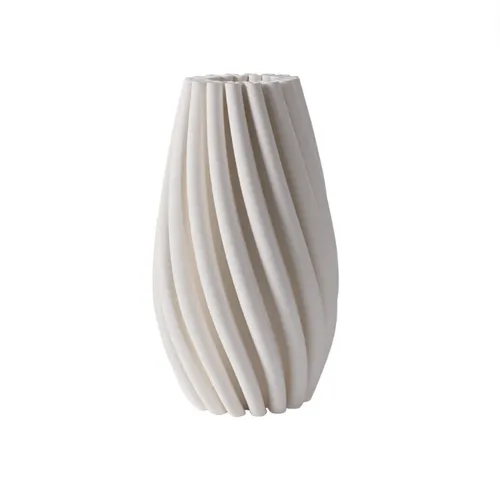 Ceramic White Swirled Vase Small