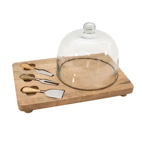 Cloche cheese board with knives xl