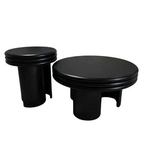 Black Round 3 Rim Coffee Table Set 2