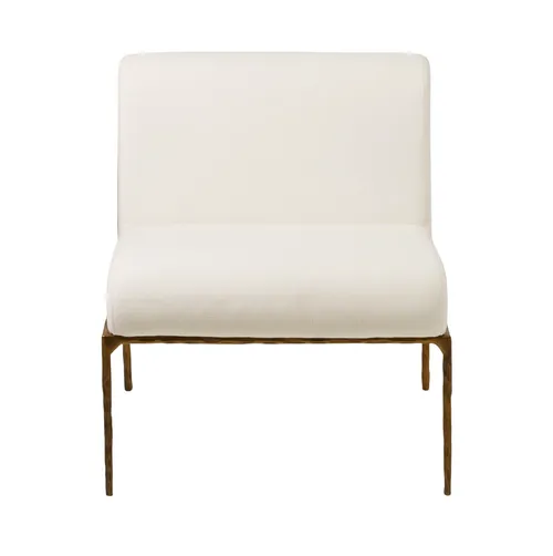Powder White and Gold Metal Armchair