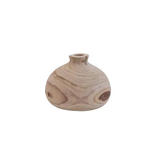 Wood vase narrow neck sml