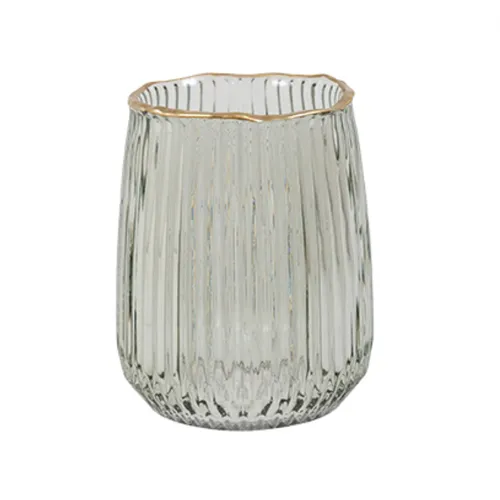 Smoke Glass Vase Gold Trim
