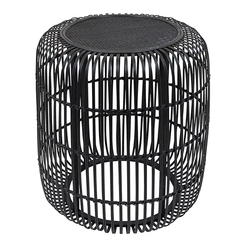 Rattan black barrel table