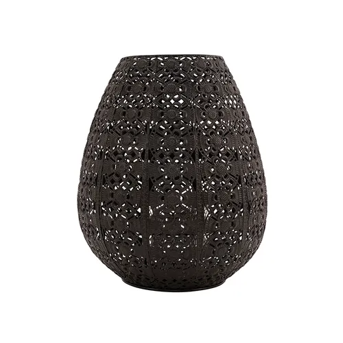 Black metal embossed lantern lge