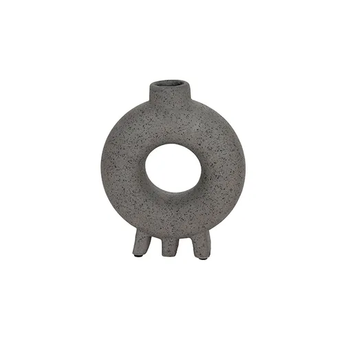 Ceramic grey stone circle vase small