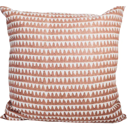 Pink triangle block print feather cushion