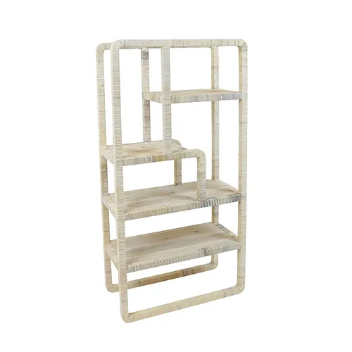 Rattan Whitewash Shelf Unit