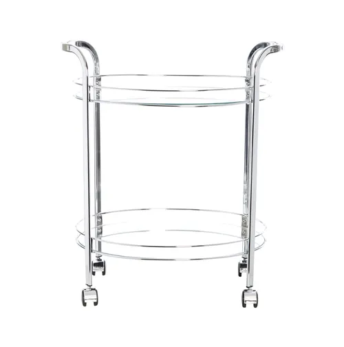 Silver clear glass oval Bar Cart