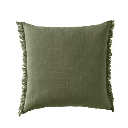 Linen frill Cushion Green