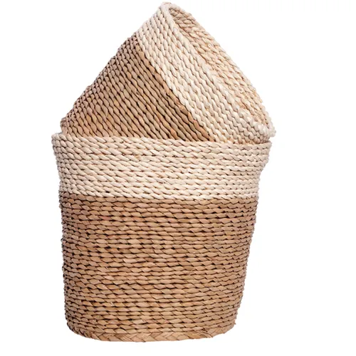 Natural Cream Stripe Basket