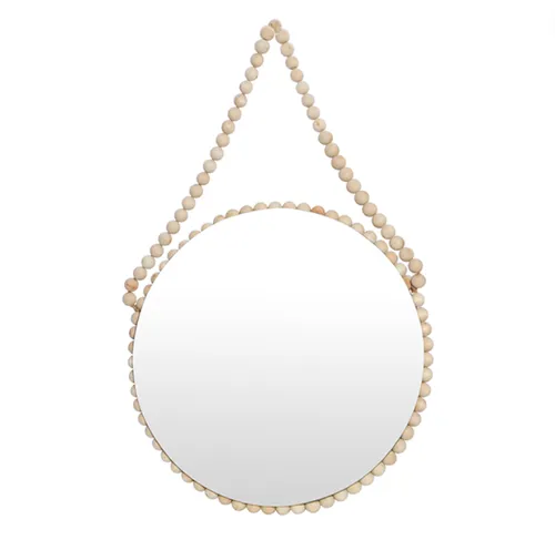 Beaded strap round mirror 55 x 76cm