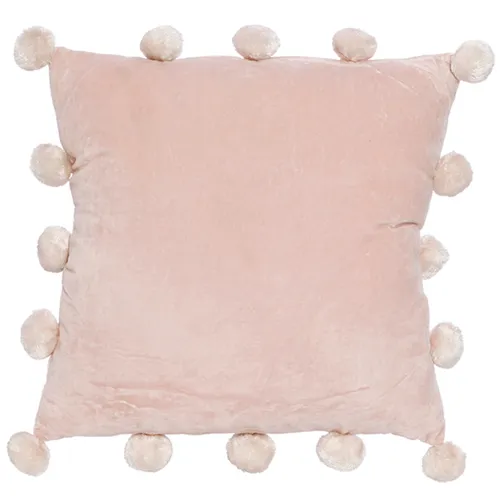 Pink pom pom velvet cushion