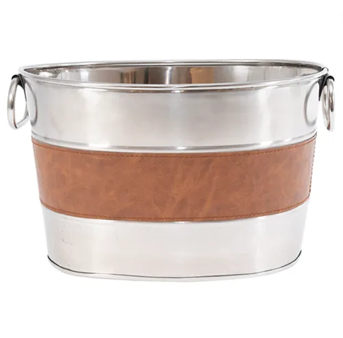 Nickel leather large ice bucket